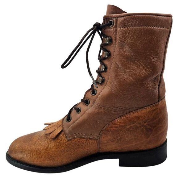 Dan Post Zecuda Mens 8.5B Leather Lace Up Fringe Boot - Picture 5 of 13